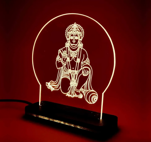 Hanuman Engraved LED Lamp – Spiritual Decor