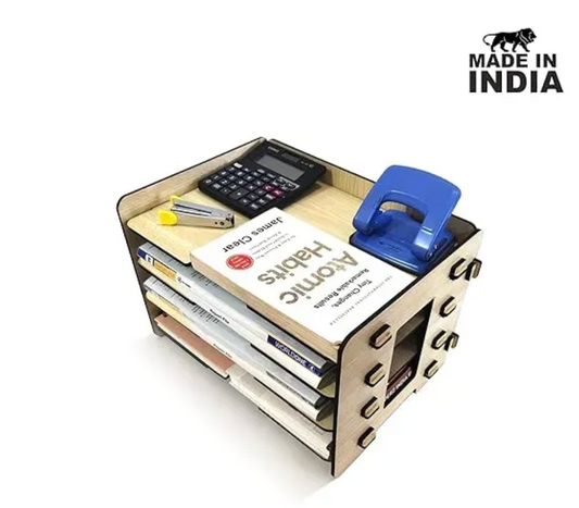 Woodkey A4 Desk File Tray Organizer – 4-Tier | Intal Beech Finish