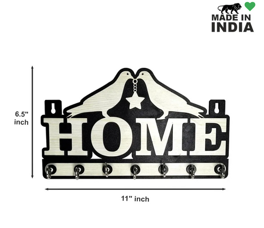 Woodkey Wooden Key Holder for Wall | Decorative Home Key Stand with 7 Hooks | Stylish Wall Hanging Key Organizer Rack for Keys & Small Accessories