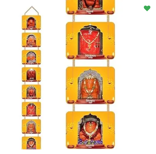 Woodkey Asthavinayak Ganpati Wall Hanging | Wooden Door Décor for Ganesh Puja, Mandir, Main Entrance & Home Temple Decoration