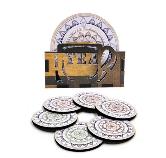 Tea & Coffee Coasters with Stand – Elegant Set