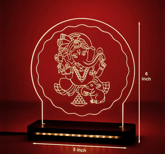 Ganesha Engraved LED Lamp for Home | Woodkey