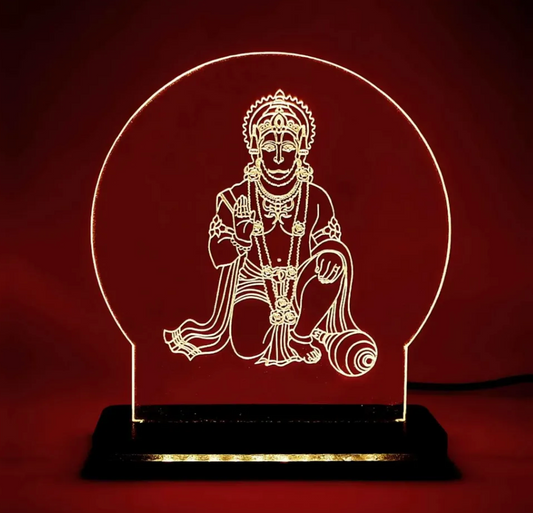 Hanuman Engraved LED Lamp – Spiritual Decor