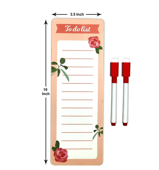 Woodkey Magnetic To-Do List Fridge Pad with Marker – Reusable Daily Planner for Fridge, Almirah & Washing Machine | Dry Erase Memo Board (Floral Desig