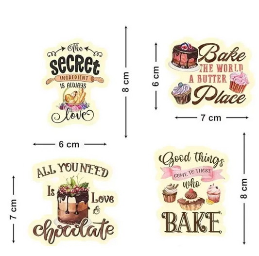 Woodkey Fridge Magnets Set of 4 – Cute Kitchen & Home Decor for Refrigerator, Washing Machine & Almirah | Ideal for Gifting | Baking Quotes Design