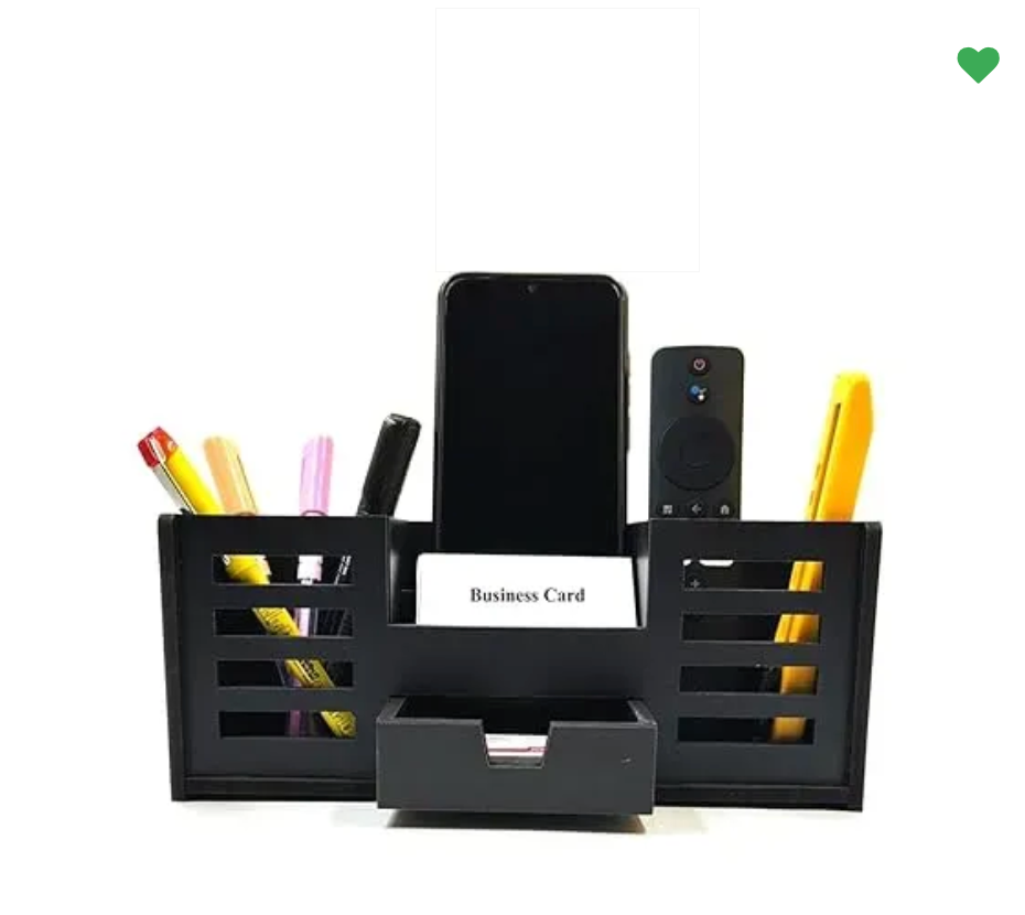Woodkey Wooden Desk Organizer – 4-in-1 Pen Stand with Drawer, Mobile & Card Holder | Multipurpose Office & Study Table Organizer for Stationery, Pens,