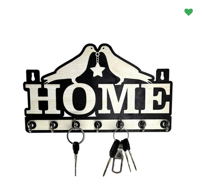 Woodkey Wooden Key Holder for Wall | Decorative Home Key Stand with 7 Hooks | Stylish Wall Hanging Key Organizer Rack for Keys & Small Accessories