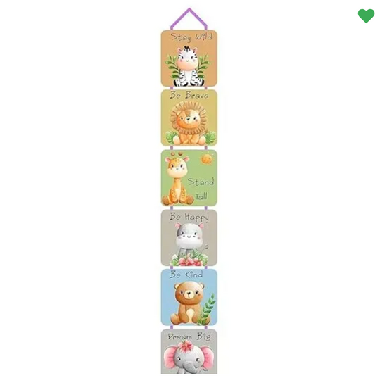 Woodkey Animal Wall Hanging for Kids Room | Wooden Decor with Jungle Quotes – Cute Animal Theme Gift for Baby Rooms & Birthday Returns